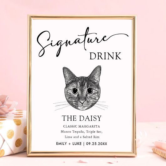 Tabby Cat Trouwhandtekening Drink Teken Poster