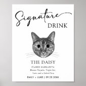 Tabby Cat Trouwhandtekening Drink Teken Poster (Voorkant)
