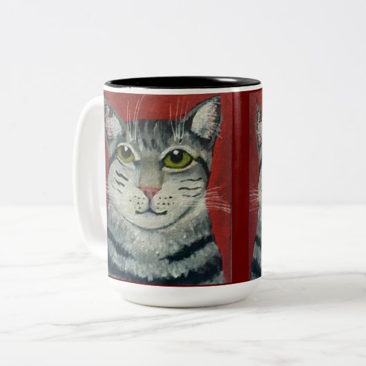 Tabby Cat Tweekleurige Koffiemok (Voorkant links)