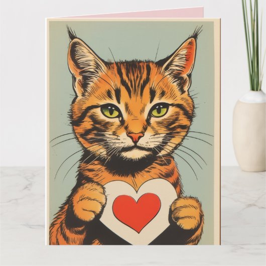 TABBY CAT VALENTINE'S DAY Greeting Card Kaart (Voorkant)