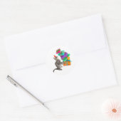 Tabby Cat Verjaardag Cadeau Stapel Ronde Sticker (Envelop)