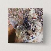 TABBY CAT VIERKANTE BUTTON 5,1 CM (Voorkant)