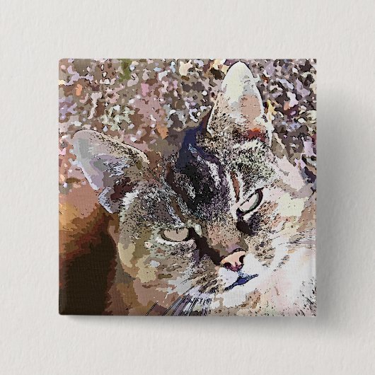 TABBY CAT VIERKANTE BUTTON 5,1 CM (Voorkant)