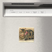 "Tabby Cat" vierkante magneet (Insitu (Vaatwasser))