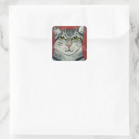 Tabby Cat Vierkante Sticker (Tas)