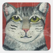 Tabby Cat Vierkante Sticker (Voorkant)