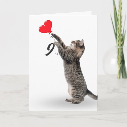 Tabby Cat voor negende verjaardag Kaart (Voorkant)
