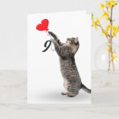 Tabby Cat voor negende verjaardag Kaart (Gele Bloem)