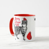 Tabby Cat vrolijke Catsmus Rood Kerstmok Mok (Voorkant links)