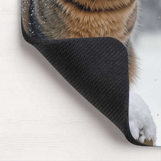 Tabby Cat Watching a Bird On a Feeder Muismat (Hoek)