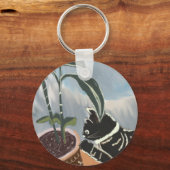 Tabby Cat Watching House Planten Sleutelhanger (Voorkant)