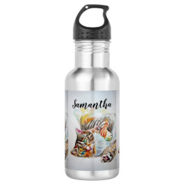 Tabby Cat Waterverf Art Kattenkatten Waterflesje Waterfles