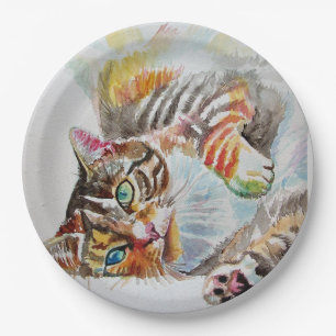 Tabby Cat Waterverf Birthday Party Paper Bord