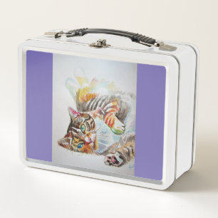 Tabby Cat Waterverf Cute Cats Art Lunch Box