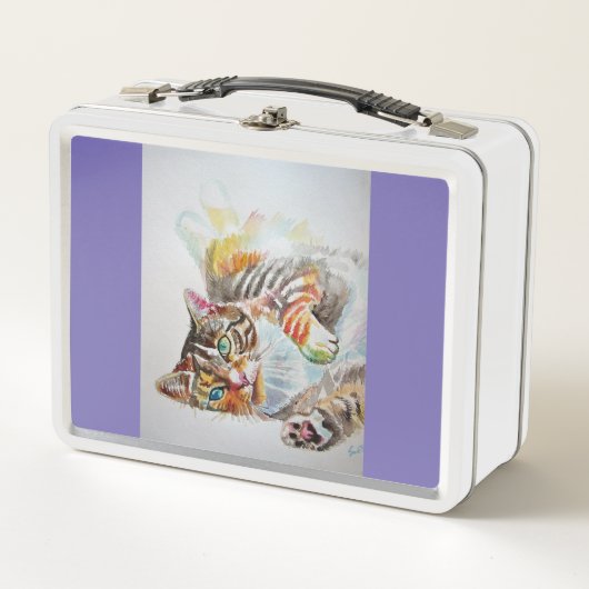 Tabby Cat Waterverf Cute Cats Art Lunch Box (Voorkant)