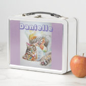 Tabby Cat Waterverf Cute Chids Name Lunch Box (In situ)
