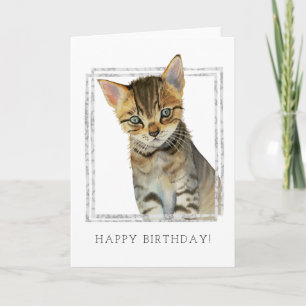 Tabby Cat Waterverf   Gelukkige verjaardag Kaart