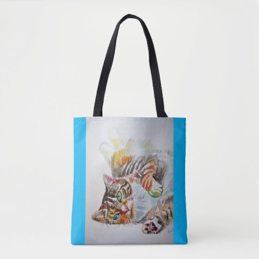 Tabby Cat Waterverf Ginger Cats lovers Canvas tas (Voorkant)