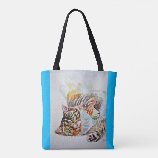 Tabby Cat Waterverf Ginger Cats lovers Canvas tas (Achterkant)
