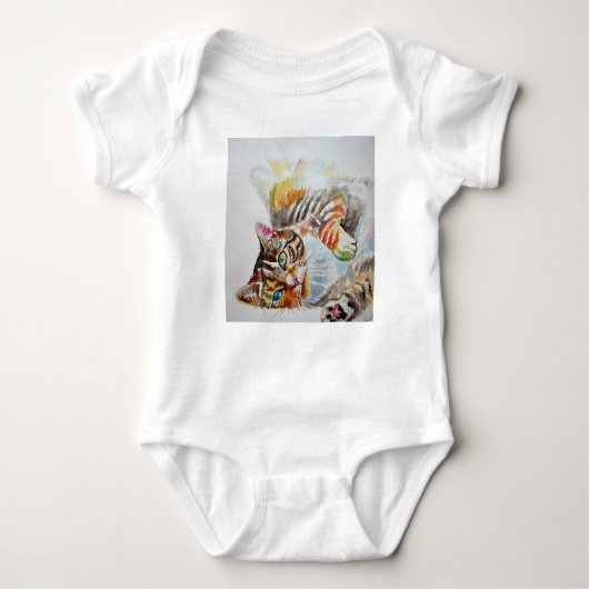 Tabby Cat Waterverf katten baby's 1 stuk Romper (Voorkant)