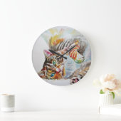 Tabby Cat Waterverf Schilderen Kunstwandklok Grote Klok (Huis)