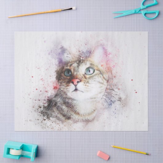 Tabby Cat Waterverf Tissuepapier (Craft)