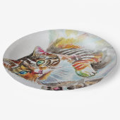 Tabby Cat Waterverf Verjaardagsfeestje Papier Bord (Gekanteld)