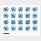 Tabby Cat Whimsical Blue Girls Birthday Sticker (Vel)