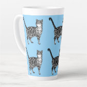 Tabby Cat Whimsical Light Blue Cats Latte Mok (Linkerhoek)