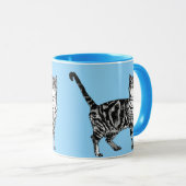 Tabby Cat Whimsical Light Blue Pastel Cats Art Mok (Voorkant rechts)