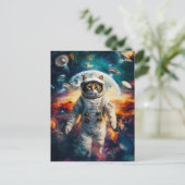 Tabby cat with Earth behind Feestdagenkaart (Staand voorkant)