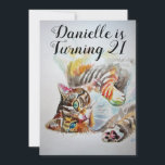 Tabby Cat Womans 21st Birthday Uitnodiging<br><div class="desc">Tabby Cat Art Waterverf 21st Birthday Invitation. Ontworpen van mijn oorspronkelijke schilderij in de waterverf.</div>