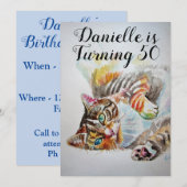 Tabby Cat Womans 50th Birthday Invitation Kaart (Voorkant / Achterkant)
