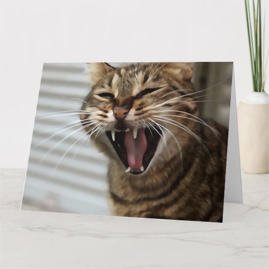 Tabby Cat Yawning Artistic Portret Bedankkaart (Voorkant)