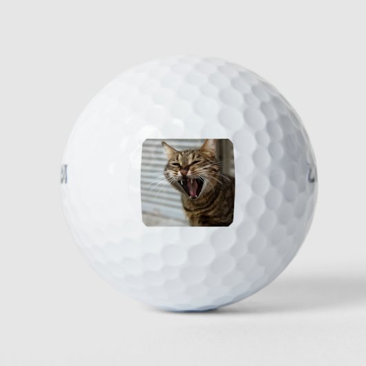 Tabby Cat Yawning Artistic Portret Golfballen (Voorkant)