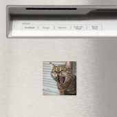 Tabby Cat Yawning Artistic Portret Magneet (Insitu (Vaatwasser))