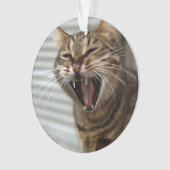 Tabby Cat Yawning Artistic Portret Ornament (voorkant)