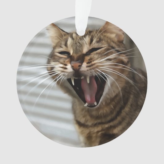 Tabby Cat Yawning Artistic Portret Ornament (voorkant)