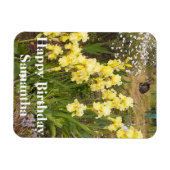 Tabby Cat Yellow Iris Bloem Verjaardagsmagnet Magneet (Horizontaal)