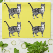 Tabby Cat Yellow Tea Towel Theedoek (Gevouwen)