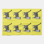 Tabby Cat Yellow Tea Towel Theedoek (Horizontaal)