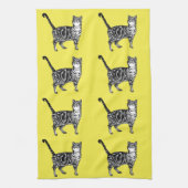 Tabby Cat Yellow Tea Towel Theedoek (Verticaal)