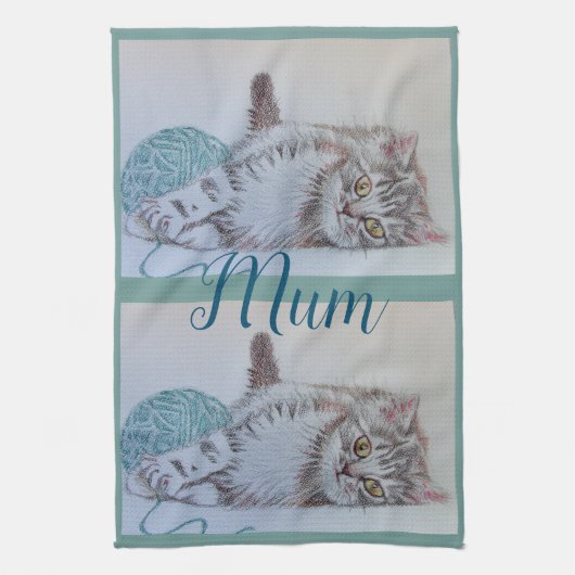 Tabby Cats Cute Cat Art Kitchen Mum Tea Towel Theedoek (Verticaal)