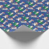 Tabby Cats Decoreren Grappig Gekke Blauw Kerstfees Cadeaupapier (Hoek)