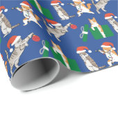 Tabby Cats Decoreren Grappig Gekke Blauw Kerstfees Cadeaupapier (Rol Hoek)