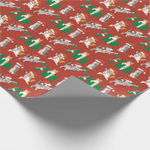 Tabby Cats Decoreren Grappig Gekke Rode Kerst Cadeaupapier (Hoek)