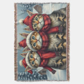 Tabby Cats in Preppy Winter Attire and Hat Winter Deken (Voorkant Verticaal)