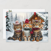 Tabby Cats in Preppy Winter Attire and Hat Winter Feestdagenkaart (Voorkant / Achterkant)