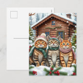 Tabby Cats in Preppy Winter Attire and Hat Winter Feestdagenkaart (Voorkant / Achterkant)