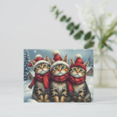 Tabby Cats in Preppy Winterkleding en Pet Winter Feestdagenkaart (Staand voorkant)